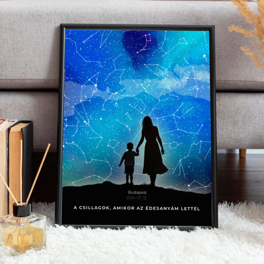 Csillagtérkép anyukáknak gyönyörű égbolttal