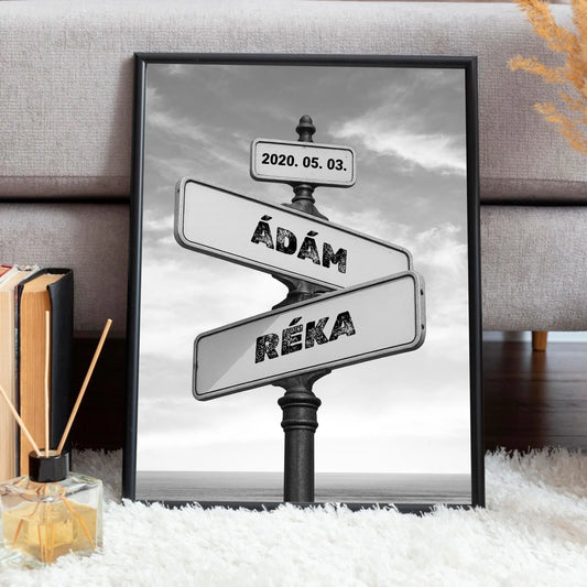 Utcanév falikép pároknak saját nevekkel