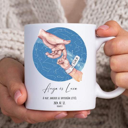 Anyák napi egyedi csillagtérkép bögre