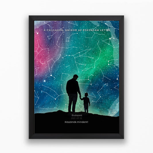 Személyre szabható Apák napi csillagtérkép falikép apukáknak