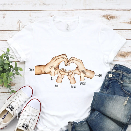 Kéz a kézben családi póló szülőknek