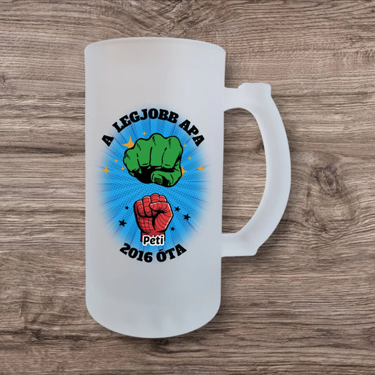 Szuperhős söröskorsó apák napjára