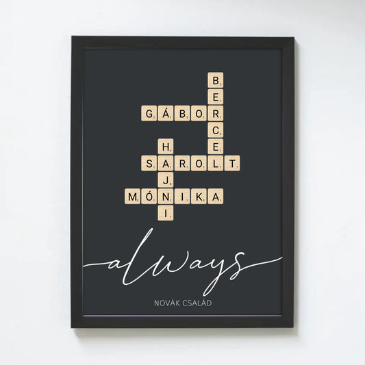 Scrabble családi szókirakós falikép