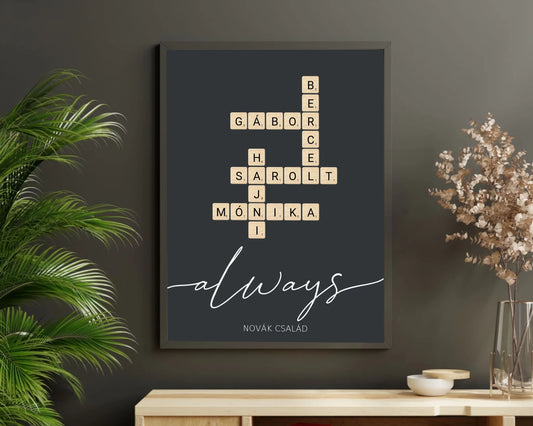 Scrabble családi szókirakós falikép