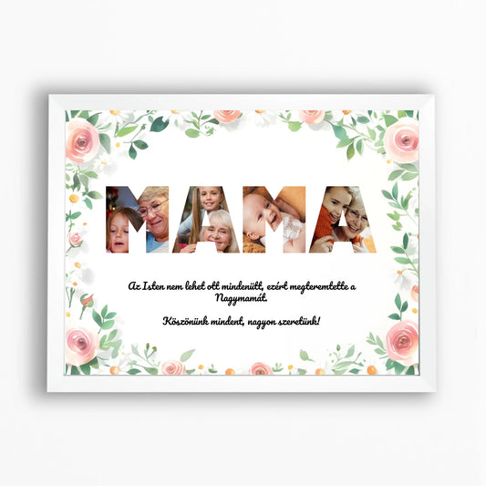 Virágos MAMA falikép a legjobb nagyinak