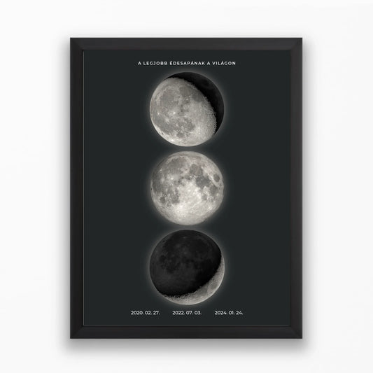 Függőleges Holdtérkép falikép akár 4 Holdfázissal