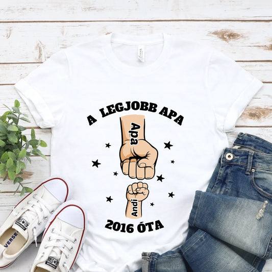 Egyedi ökölpacsi póló a legjobb apukáknak, nagypapáknak
