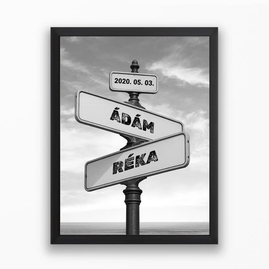 Utcanév falikép pároknak saját nevekkel