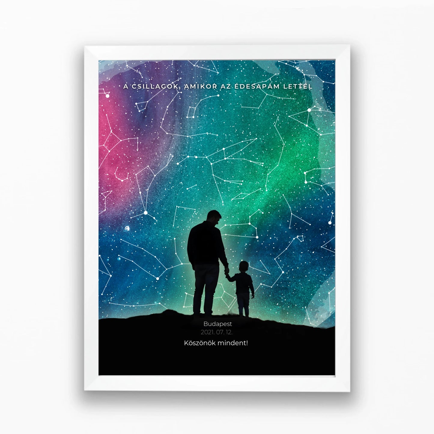 Személyre szabható Apák napi csillagtérkép falikép apukáknak