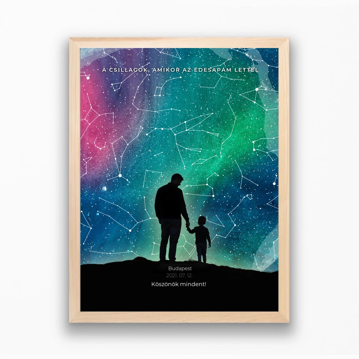Személyre szabható Apák napi csillagtérkép falikép apukáknak