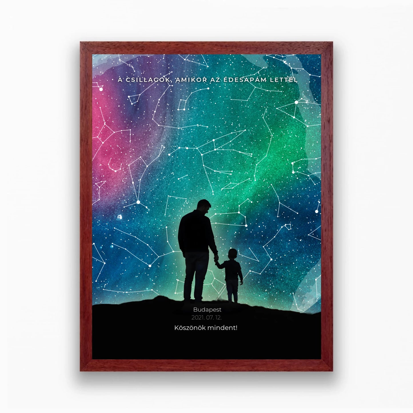 Személyre szabható Apák napi csillagtérkép falikép apukáknak