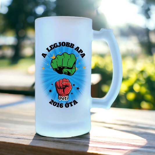 Szuperhős söröskorsó apák napjára