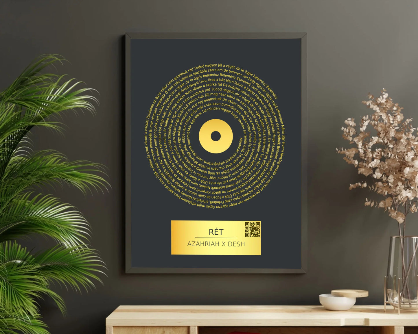 Aranylemez falikép közös dallal dalszöveggel