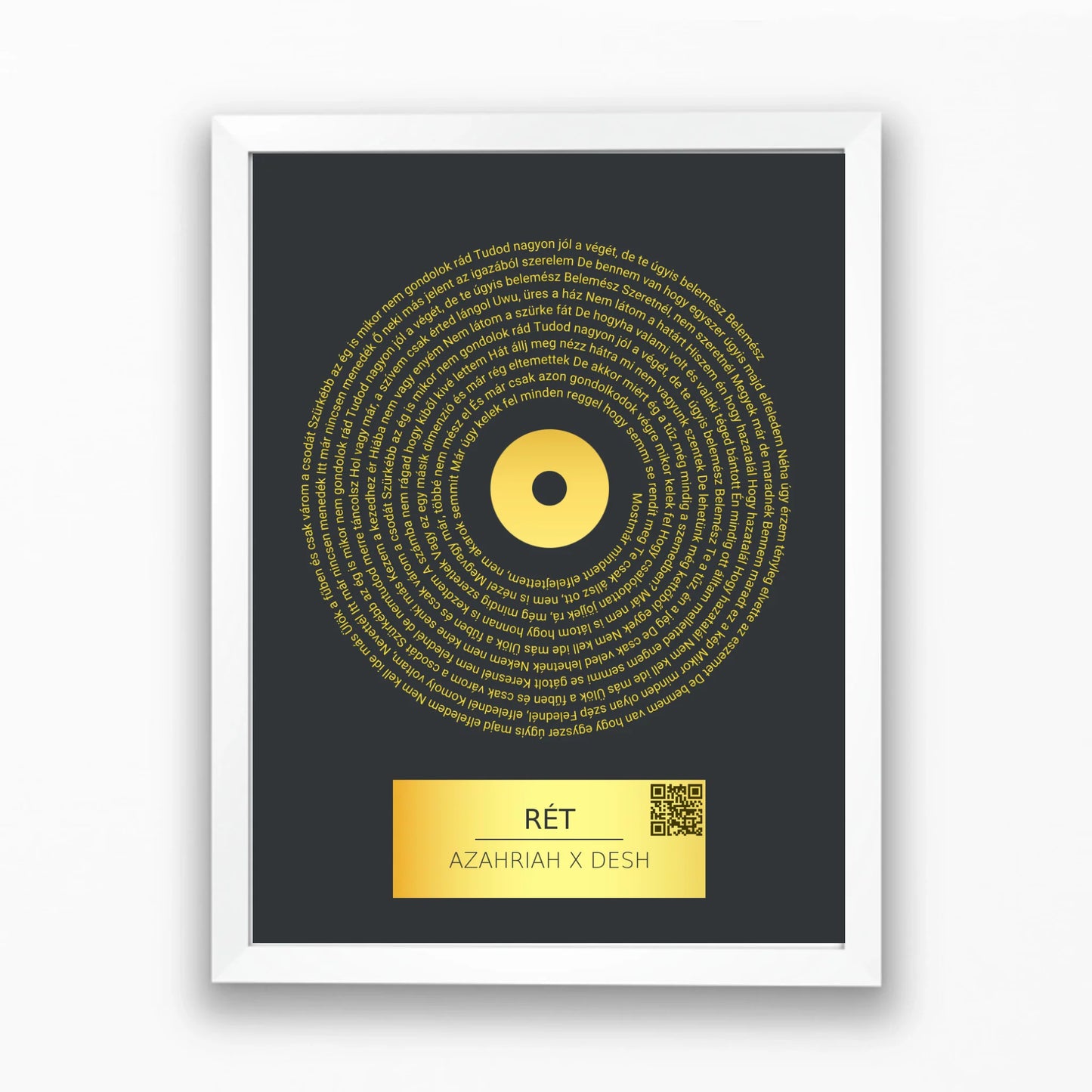 Aranylemez falikép közös dallal dalszöveggel