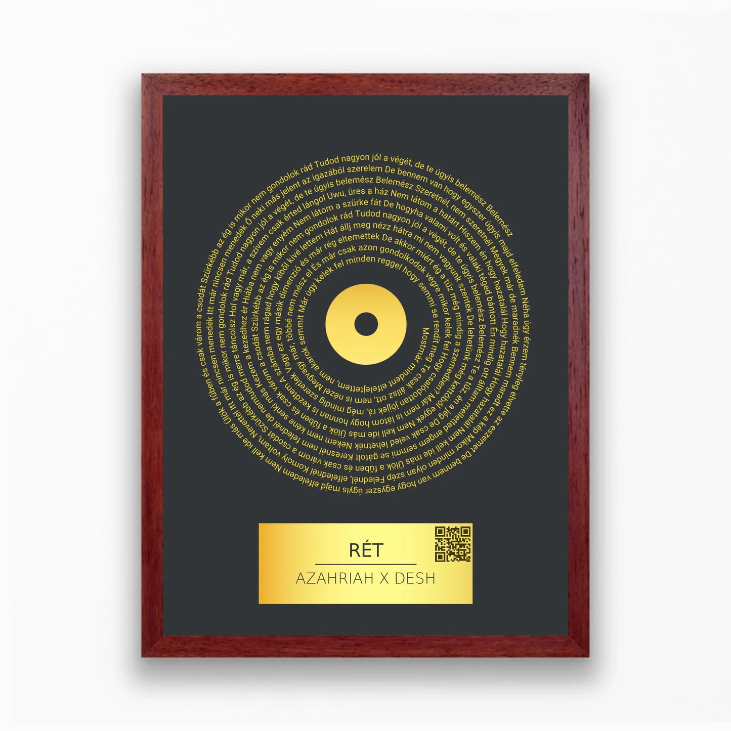 Aranylemez falikép közös dallal dalszöveggel