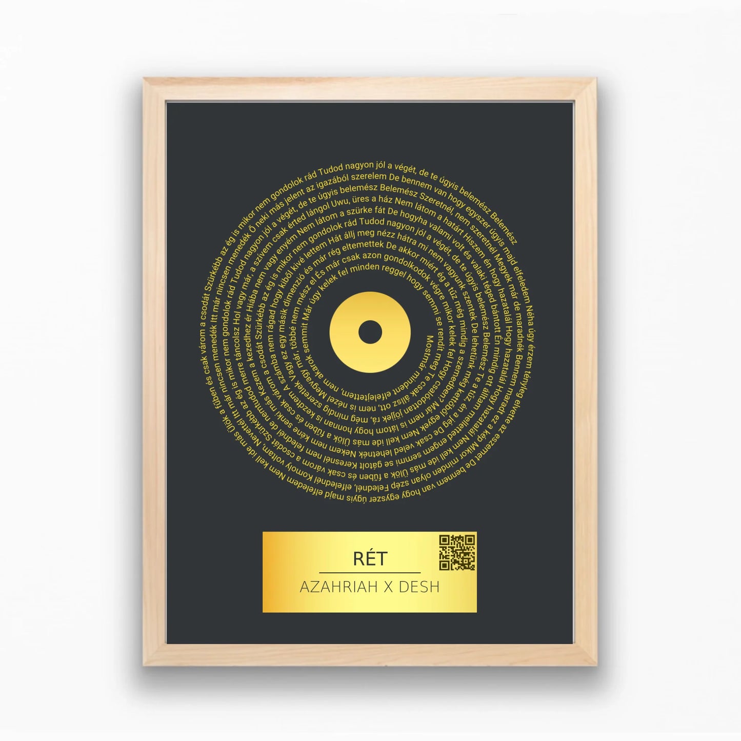 Aranylemez falikép közös dallal dalszöveggel