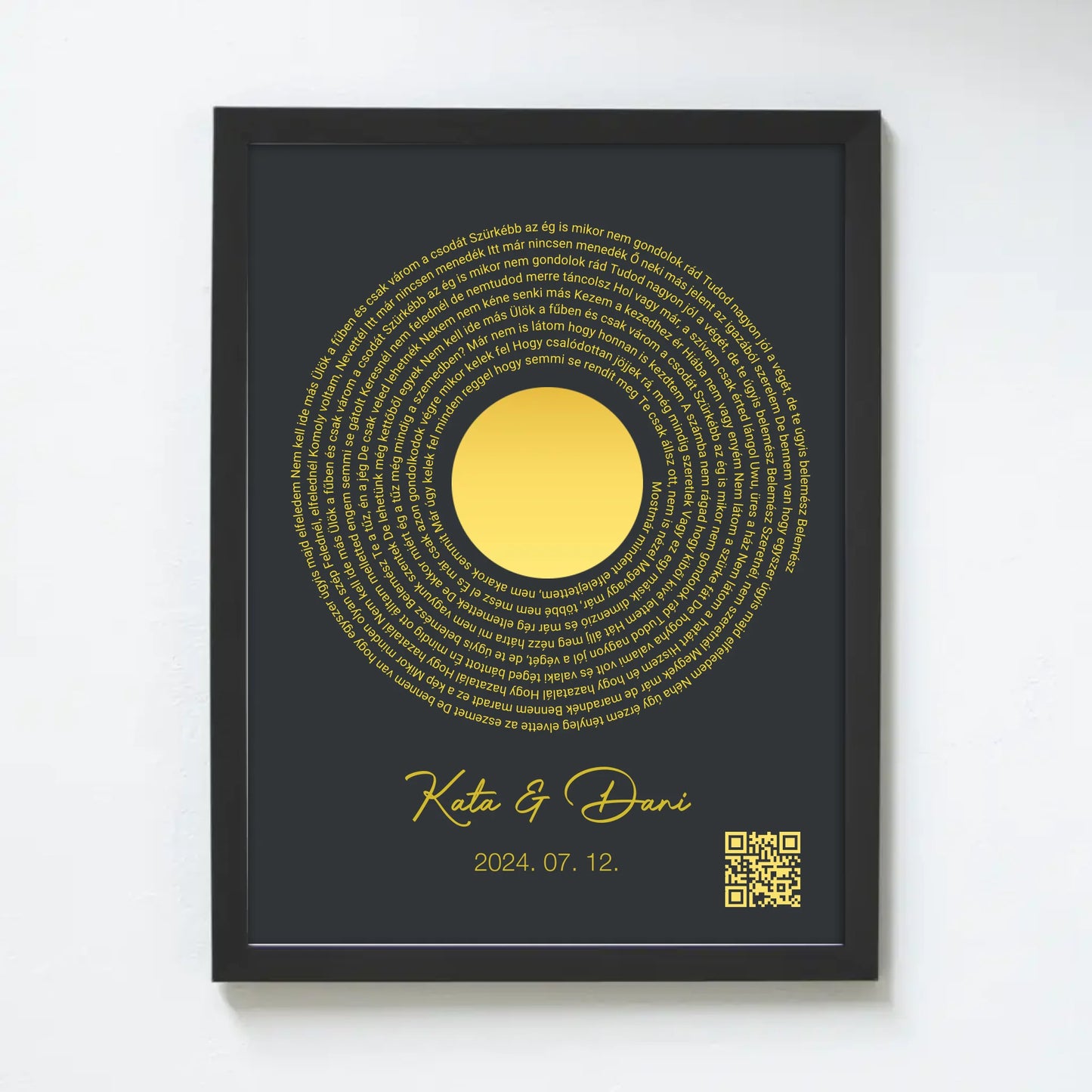 Közös dal falikép dalszöveggel bakelit alakban