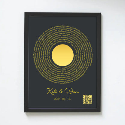 Közös dal falikép dalszöveggel bakelit alakban