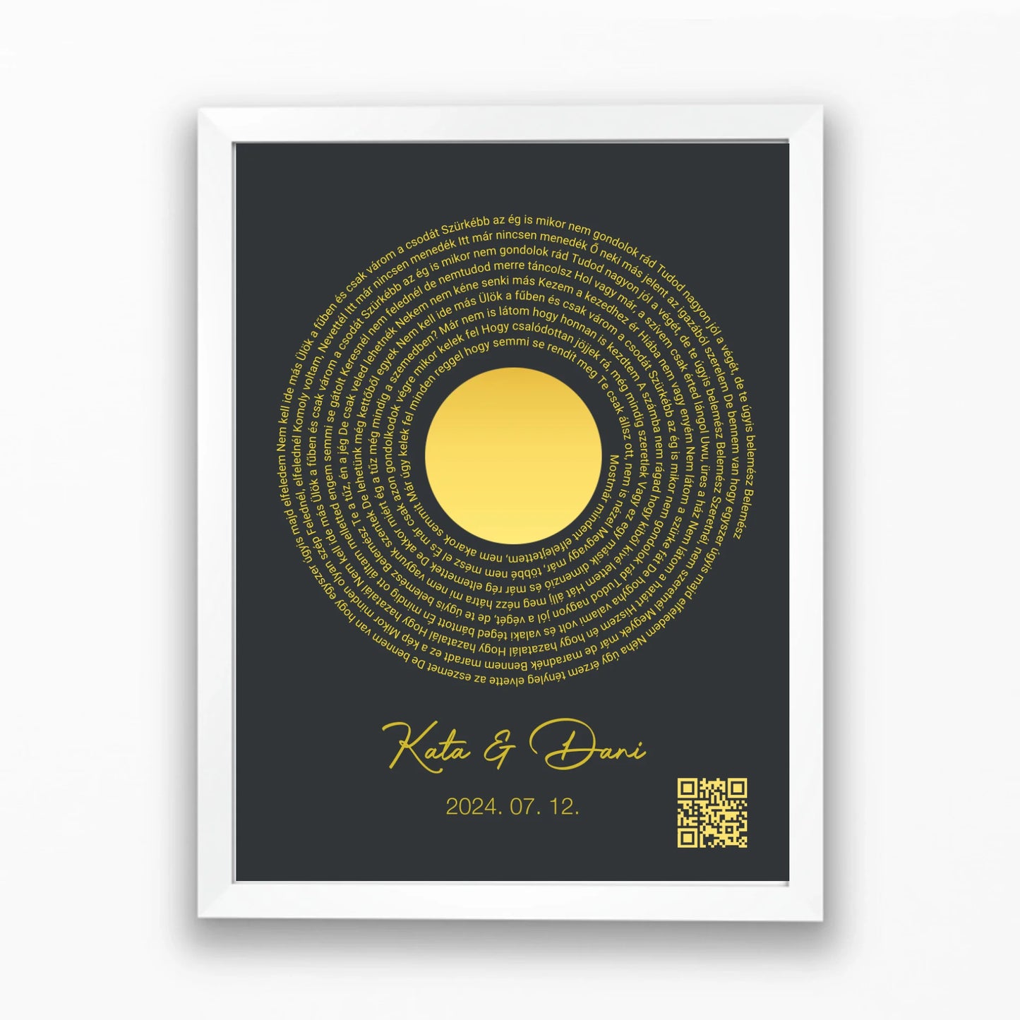 Közös dal falikép dalszöveggel bakelit alakban