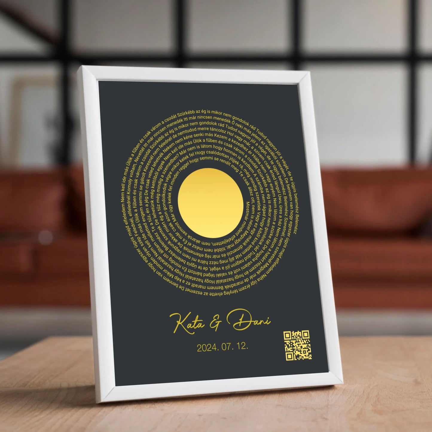 Közös dal falikép dalszöveggel bakelit alakban