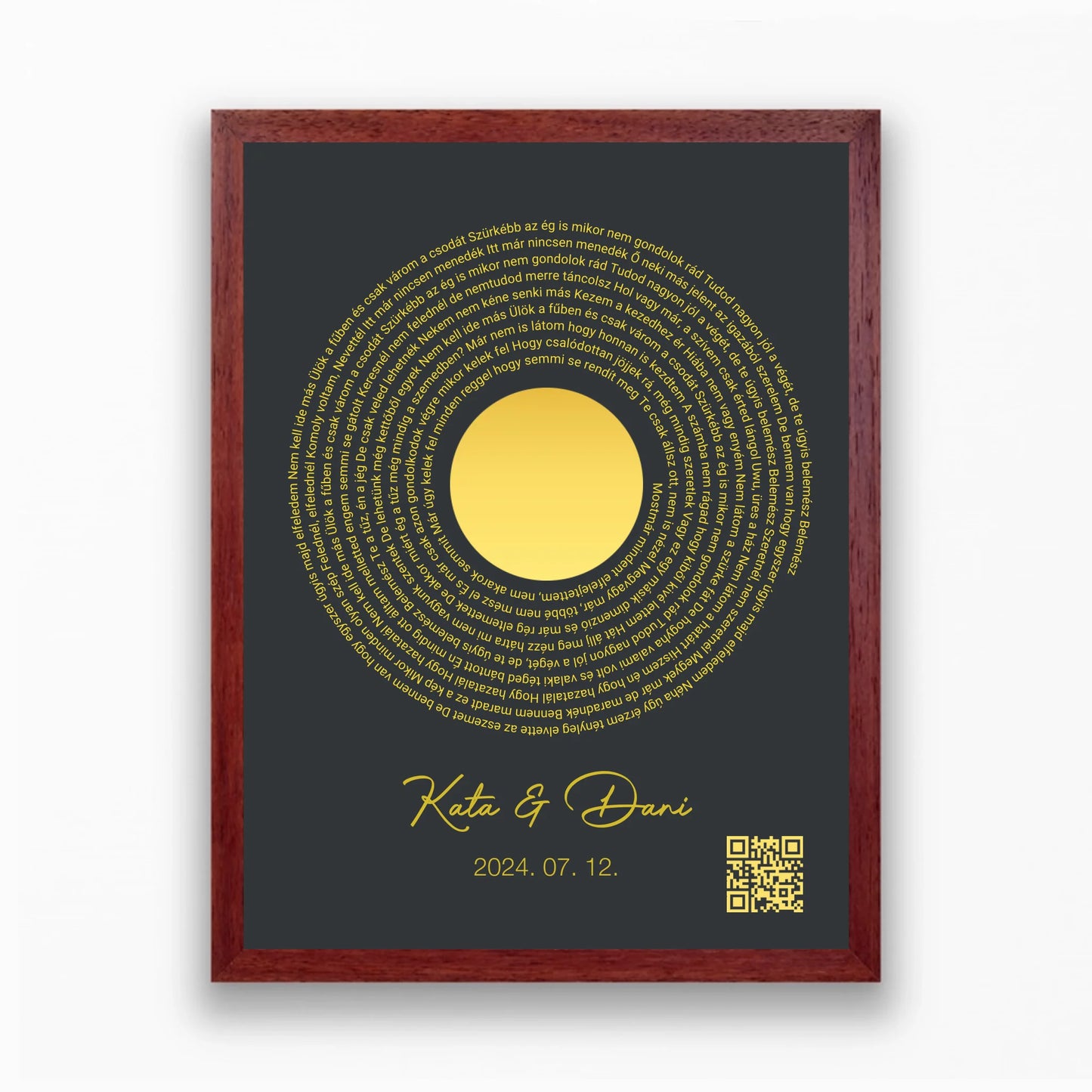 Közös dal falikép dalszöveggel bakelit alakban