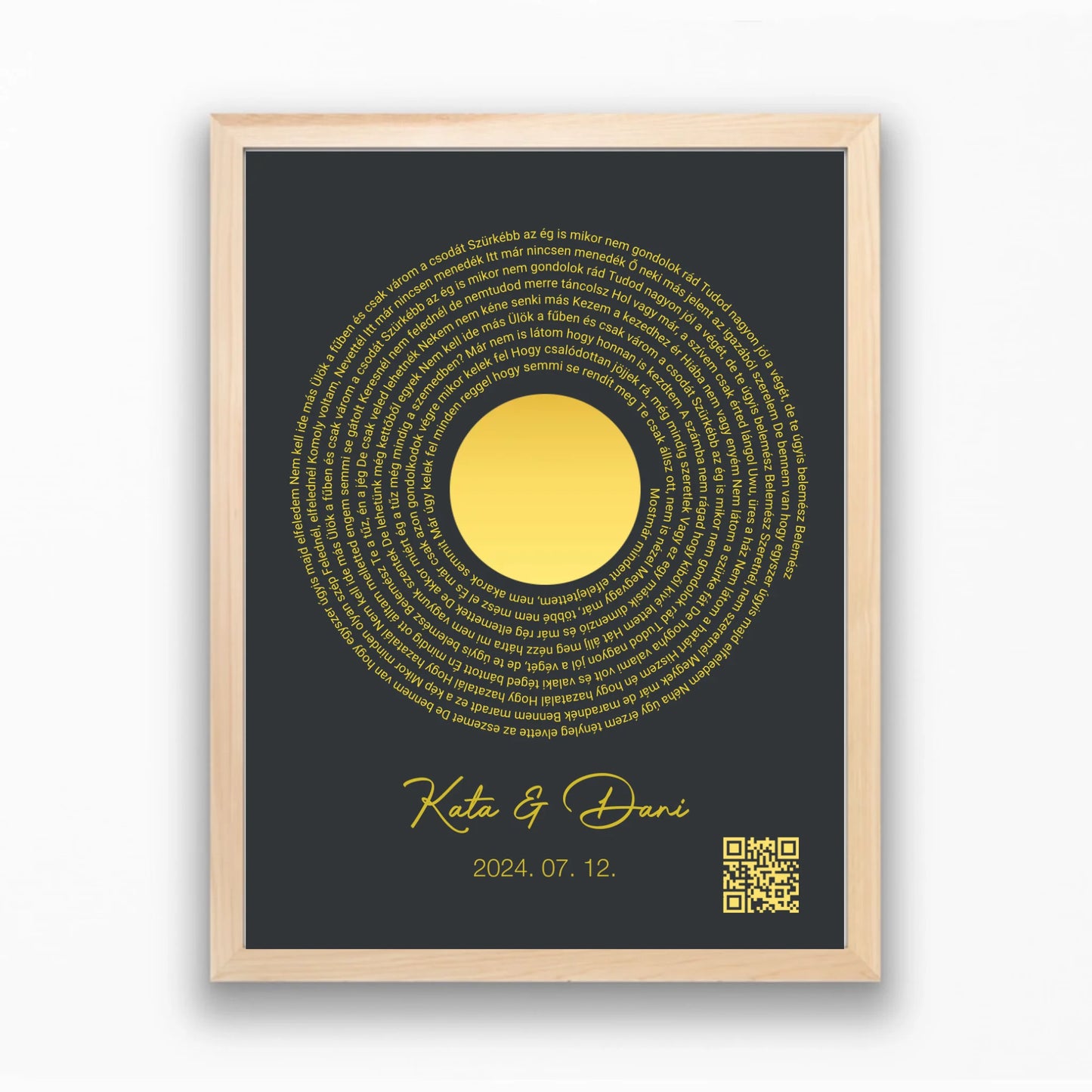 Közös dal falikép dalszöveggel bakelit alakban