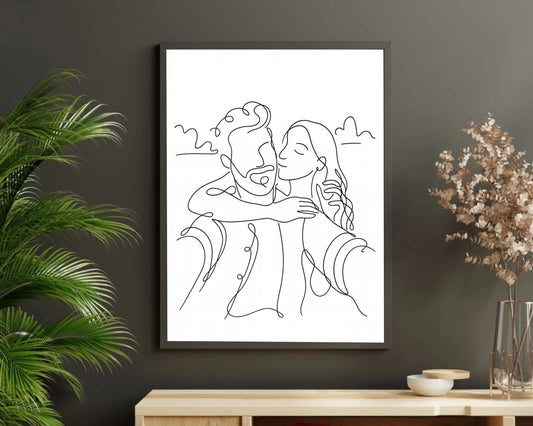 Minimalista vonalrajz falikép saját fotóból - azonnali előnézettel