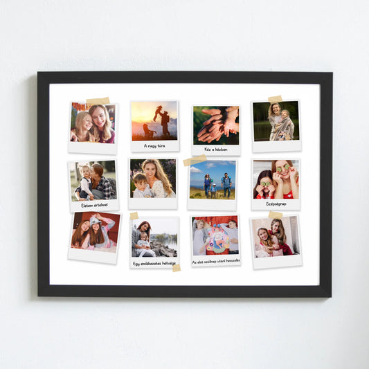 Polaroid kollázs falikép 12 saját fotóval