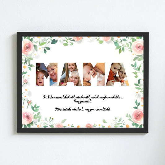 Virágos MAMA falikép a legjobb nagyinak