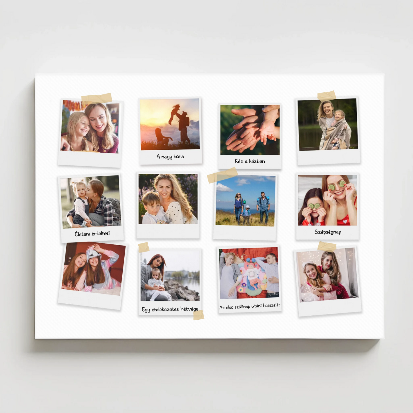 Polaroid kollázs falikép 12 saját fotóval