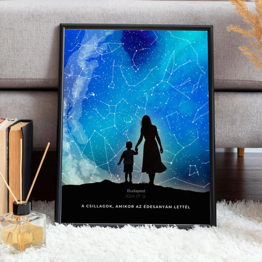 Csillagtérkép anyukáknak gyönyörű égbolttal