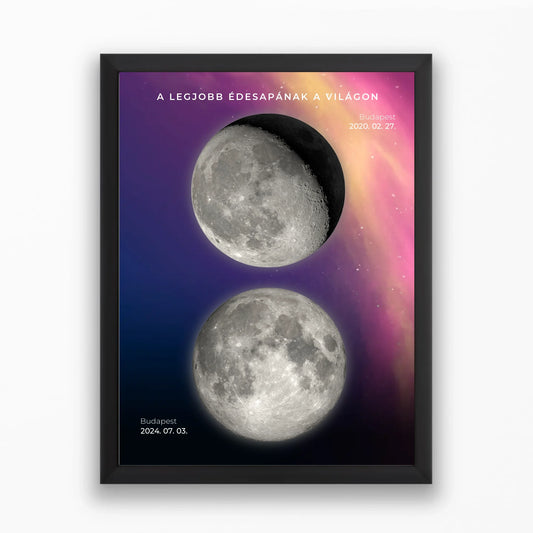 Függőleges Holdtérkép falikép akár 4 Holdfázissal