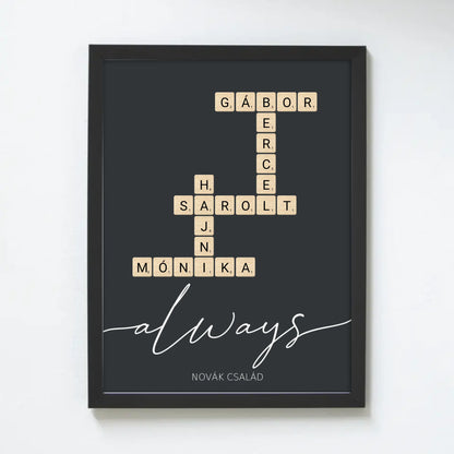 Scrabble családi szókirakós falikép