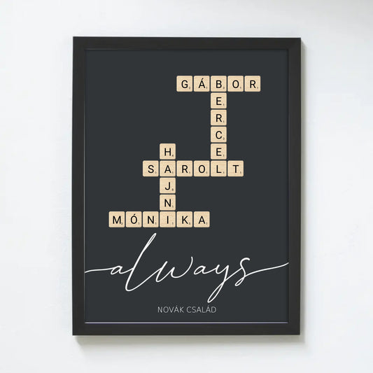 Scrabble családi szókirakós falikép