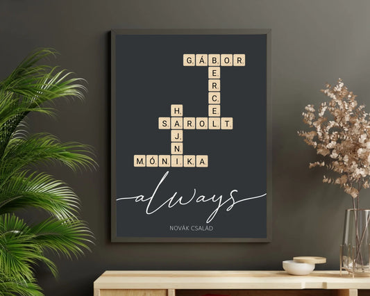 Scrabble családi szókirakós falikép
