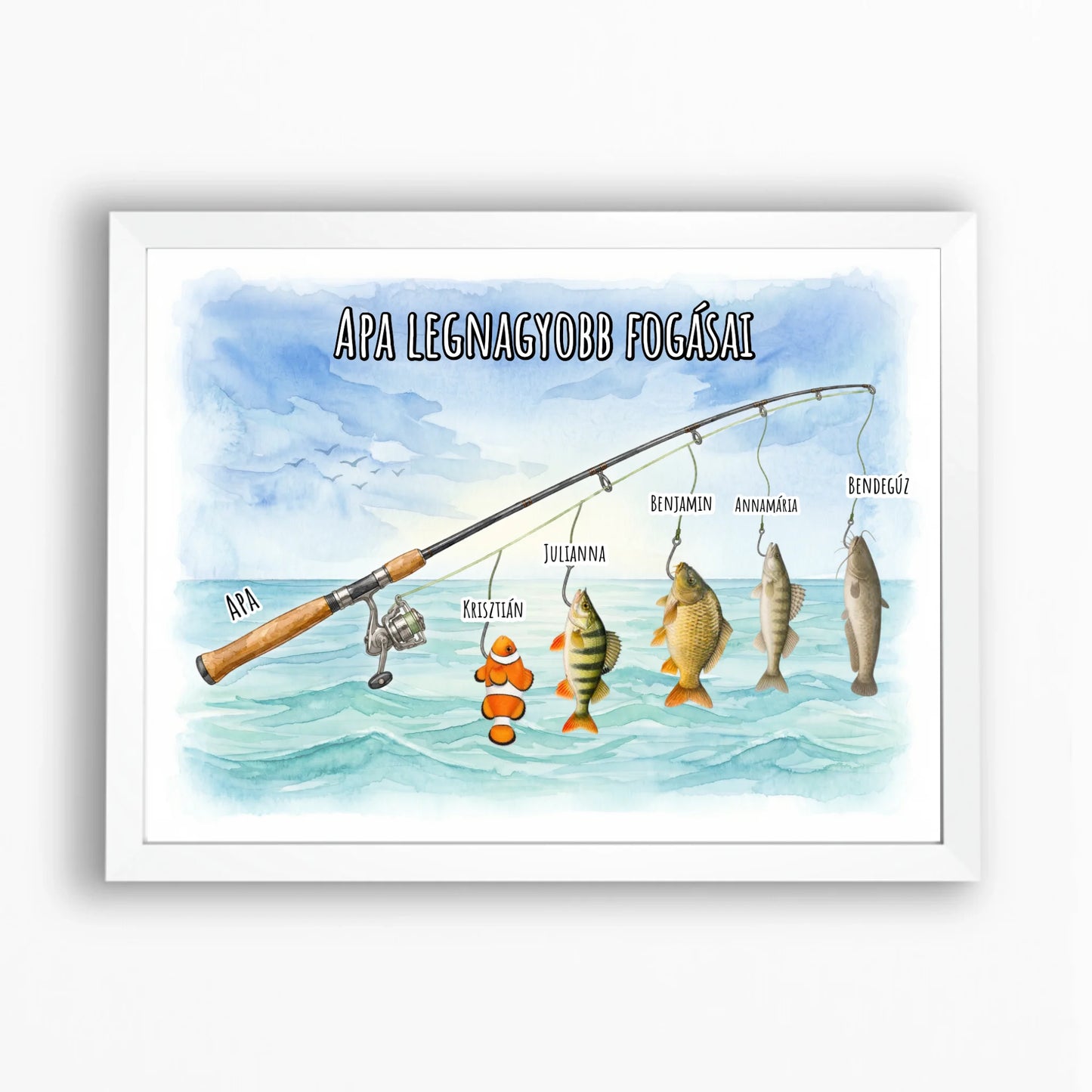Apák napi falikép horgászoknak - apa kis halacskái