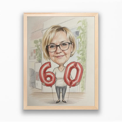 Születésnapi karikatúra falikép saját fotóból - azonnali előnézettel