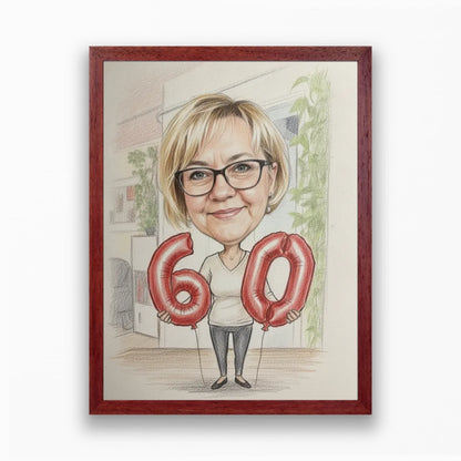Születésnapi karikatúra falikép saját fotóból - azonnali előnézettel