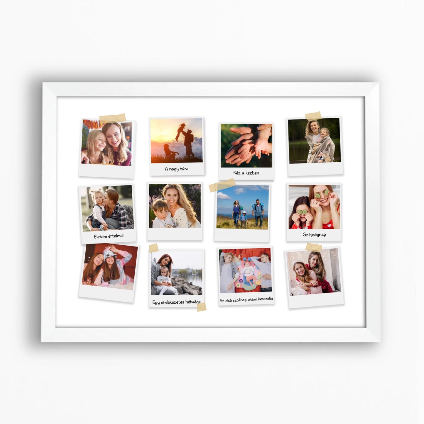 Polaroid kollázs falikép 12 saját fotóval