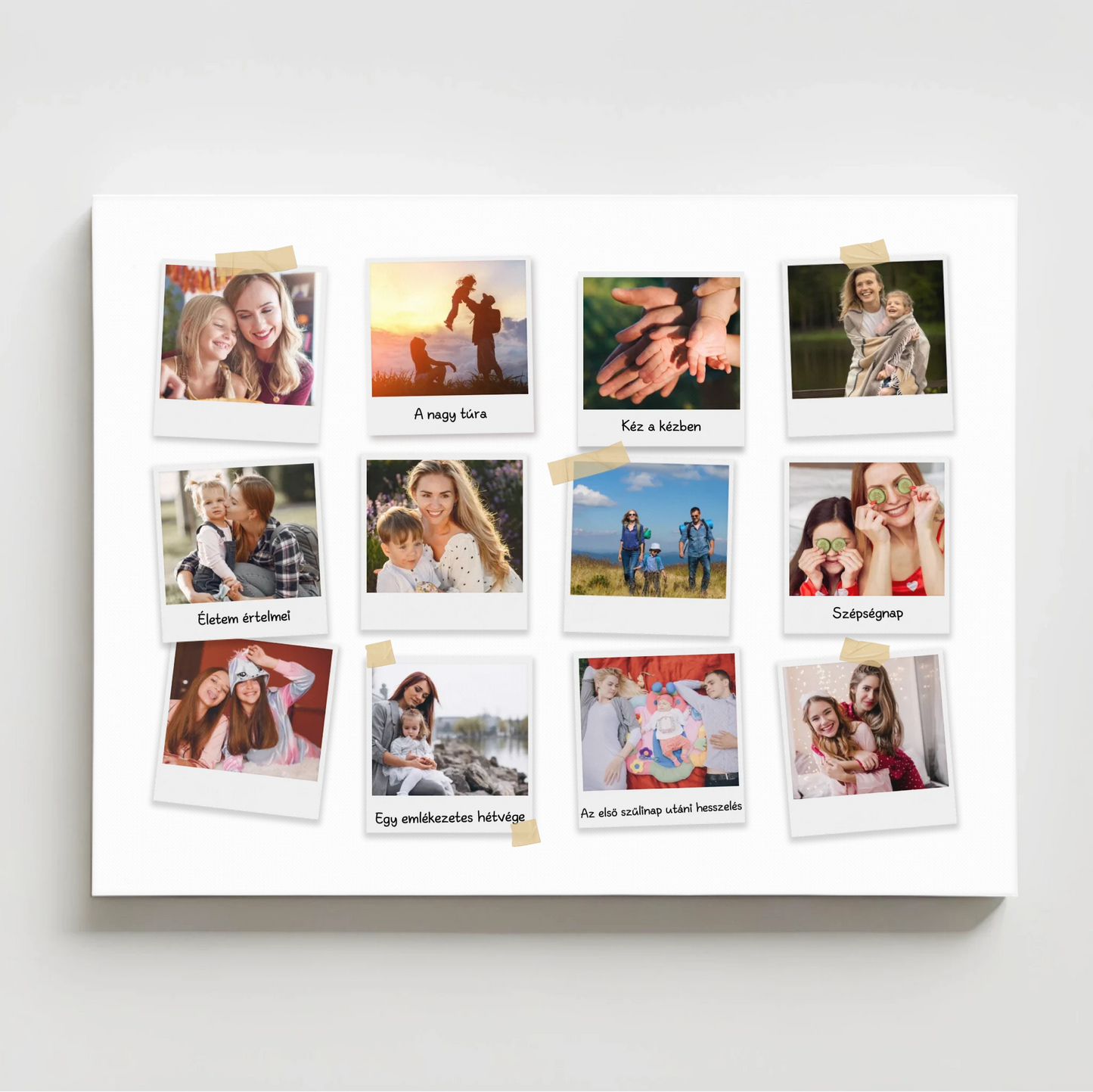 Polaroid kollázs falikép 12 saját fotóval