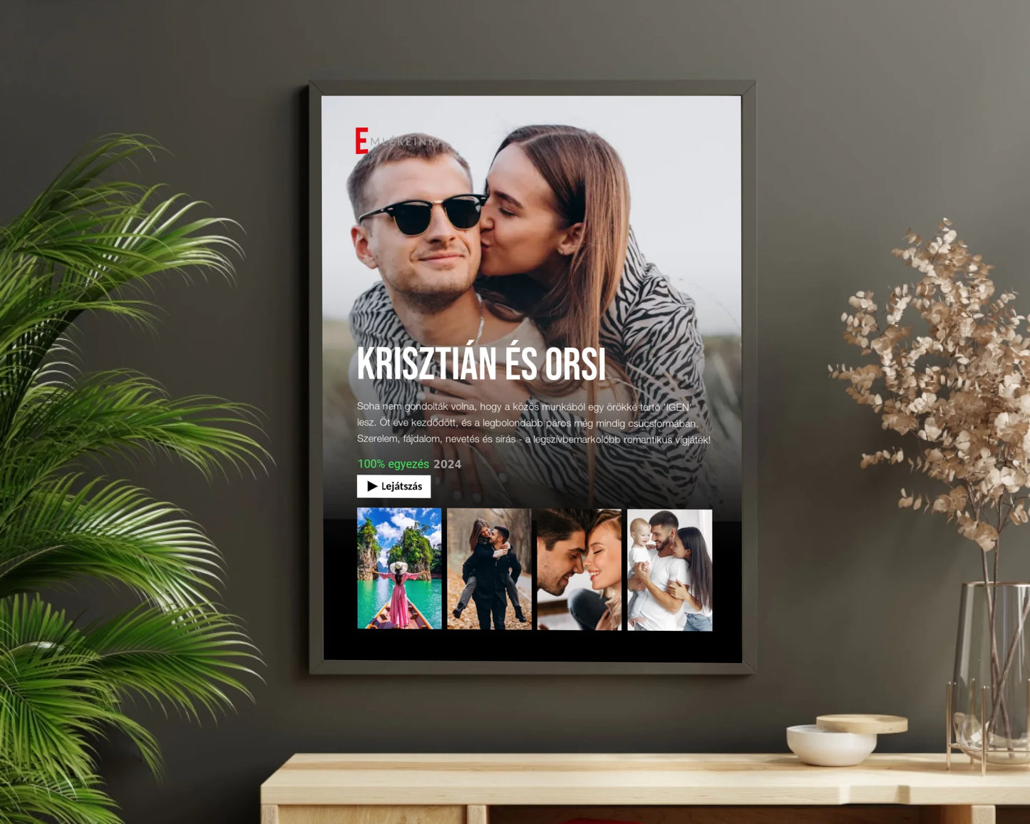 Netflix stílusú falikép saját filmes sablonnal