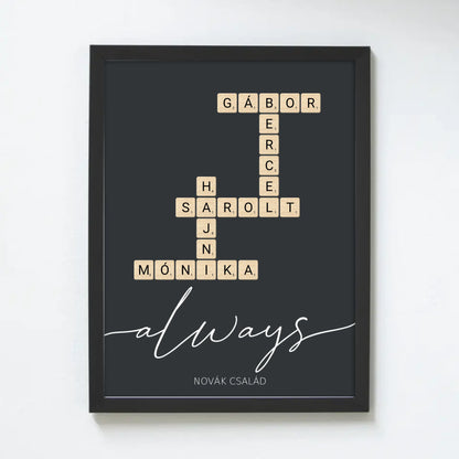 Scrabble családi szókirakós falikép