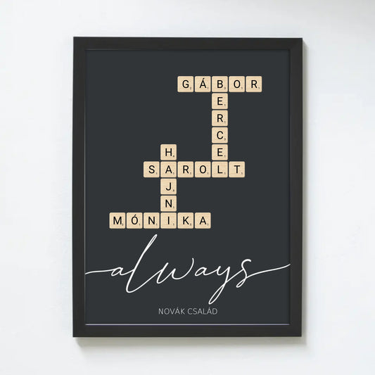 Scrabble családi szókirakós falikép