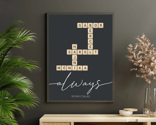Scrabble családi szókirakós falikép